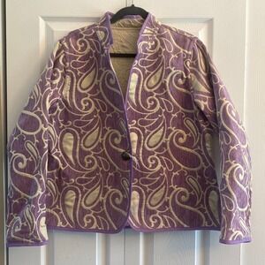 Trimdin Paisley Collection Jacket Womens XL Lavender Tapestry Blazer Coatigan